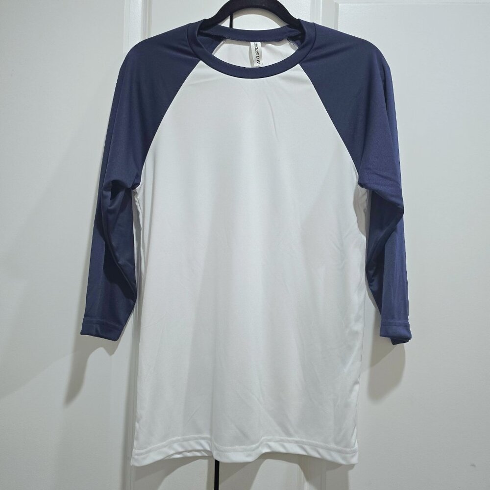 Nwot ALO SPORT - XS Men's Performance Raglan Athletic White/Navy T-Shirt USA